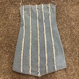 Stylish Denim Strapless Dress